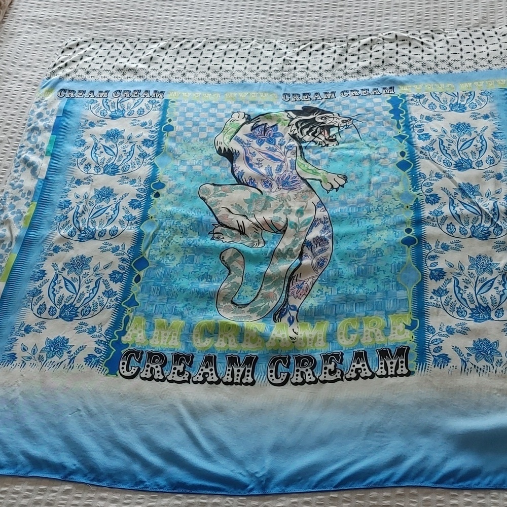 Cream Picalina Large Colourful Tiger Scarf